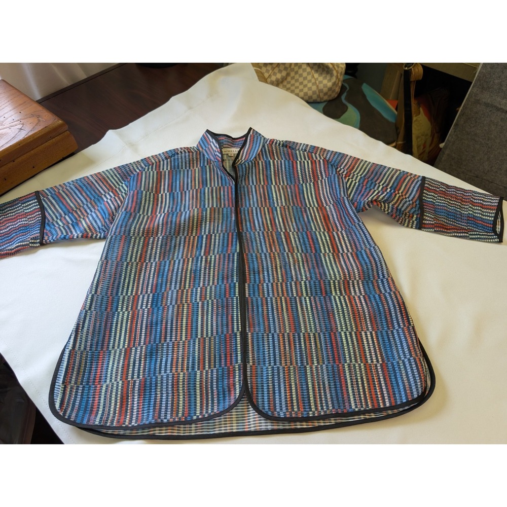 EMMELLE XS Vibrant Multi Color Geometric Striped Structured Sheer Jacket $725